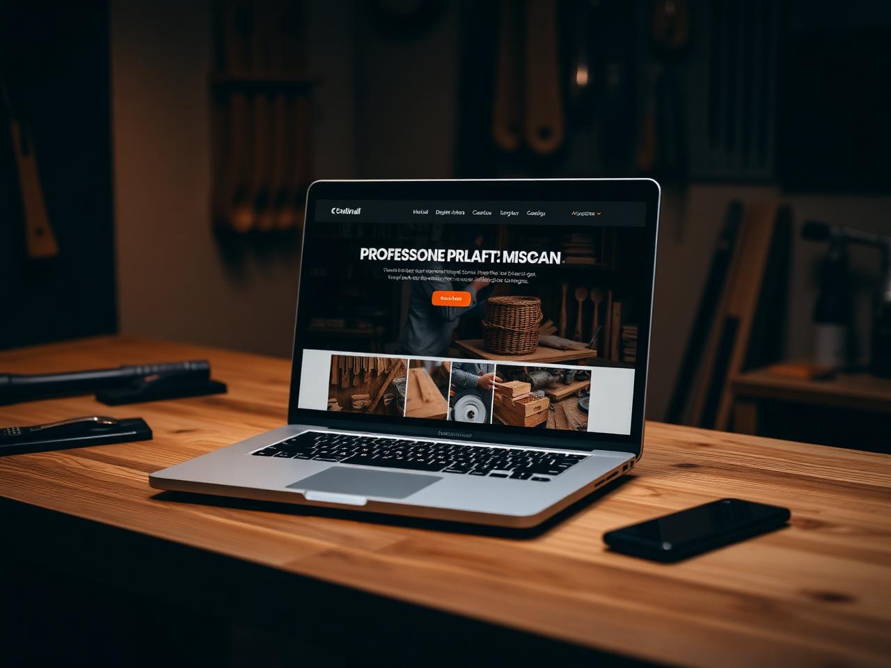 Digitales Handwerk — Laptop mit Website